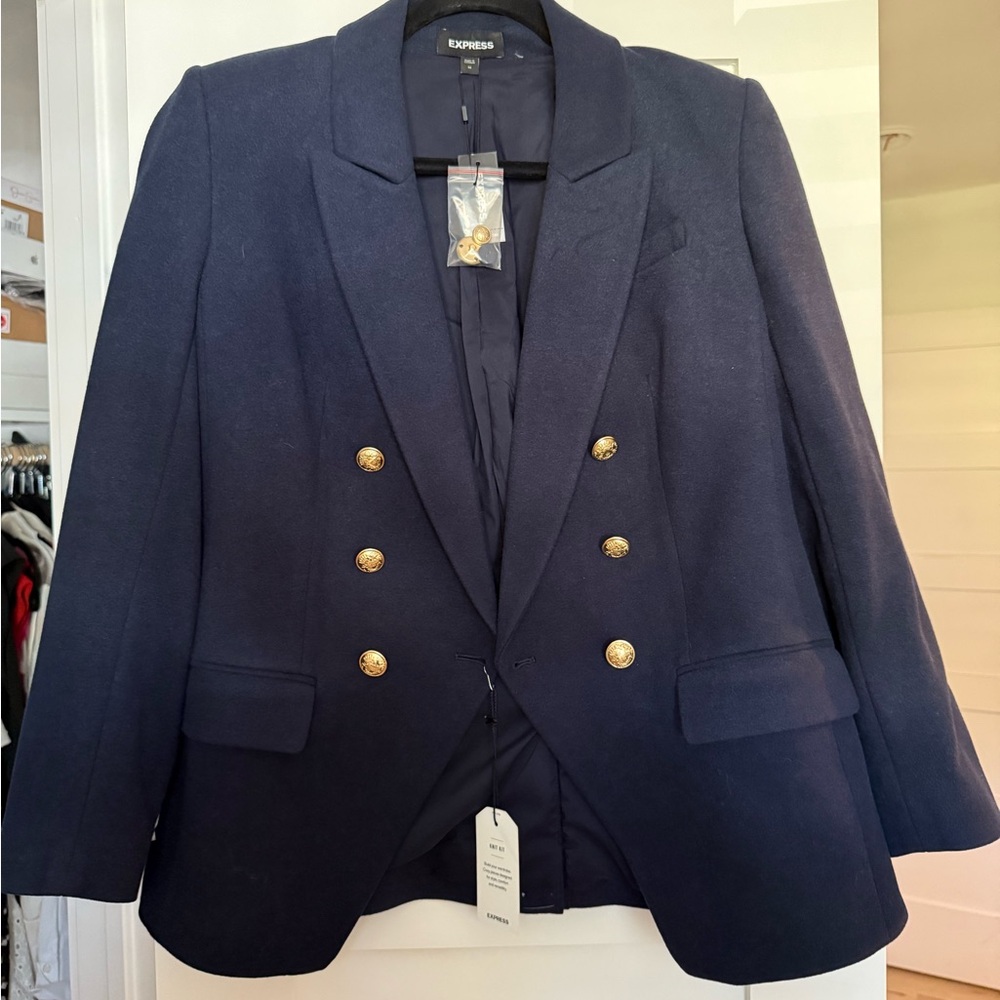 Express Navy Blazer with Gold Buttons